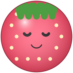 The strawberry, smiling.